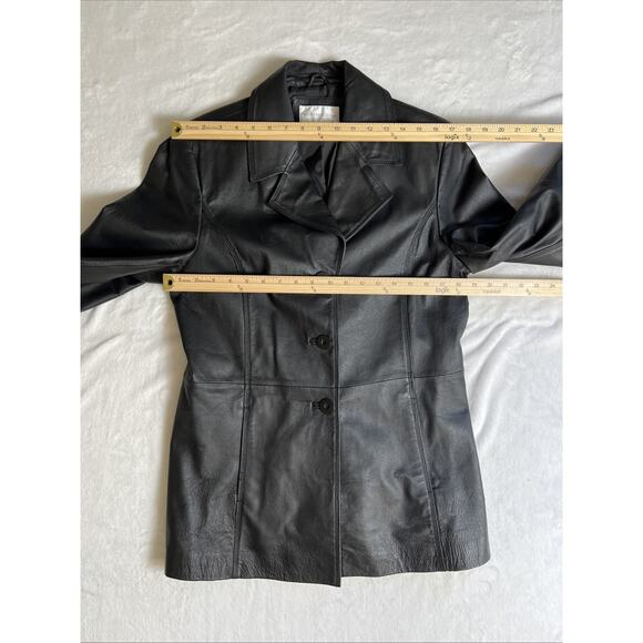 Worthington Womens Leather Jacket Se L Black Minimalist Capsule Wardrobe Classic - Picture 7 of 10